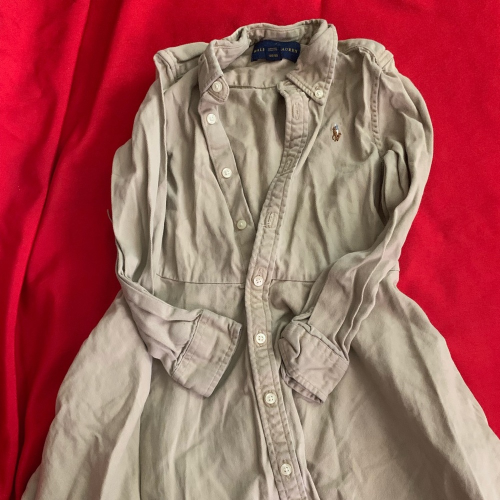 Women’s Khaki colored button down romper/dress made by “Polo by Ralph Lauren”